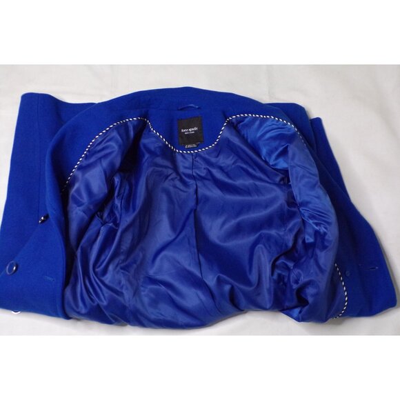 🆕KATE SPADE Double Breasted Wool Blend Coat Blue X-Large 14 - Picture 10 of 13